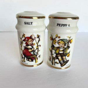 Vintage Danbury Mint Hummel Apple Tree Boy and Girl Salt and Pepper Shakers SET